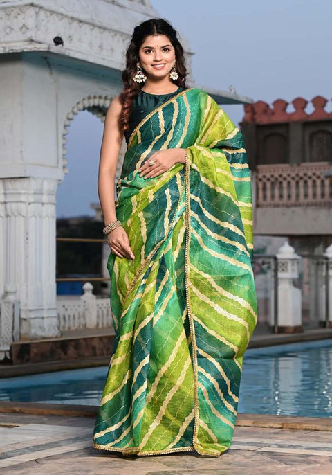 Green Foil Printed Saree 108-GRN