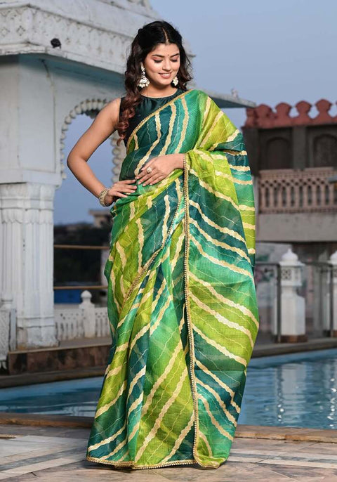 Green Foil Printed Saree 108-GRN