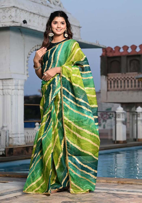 Green Foil Printed Saree 108-GRN