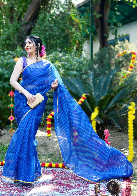 Blue Leheriya Printed Saree 109-BLU